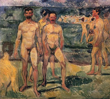  1907 Lienzo - Hombres bañándose 1907 Edvard Munch
